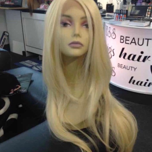 Wig Long blonde human hair Blende Long Wig - Picture 1 of 8